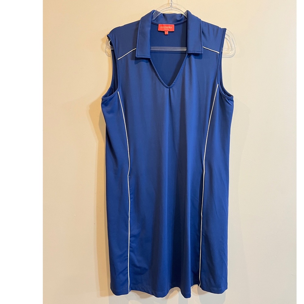 Golfabella Blue Sleeveless Golf Dress XL Made in Italy Athletic Polo V-Neck